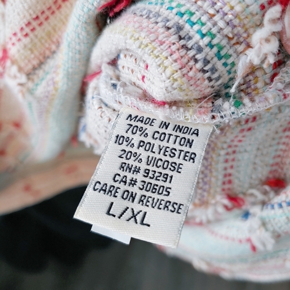 Dylan Women's Boho Pullover Top Sz L/XL Striped Boxy Summer Multicolored Beachy - Picture 8 of 10